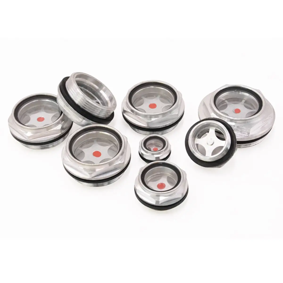 1pc M60x2 Metric Male Oil Level Sight Glass Window round Head For 1'' NPT Male  Hex 1pc M42x1.5mm Male Hex Oil Level Viewer Sight Glass Window Air Com