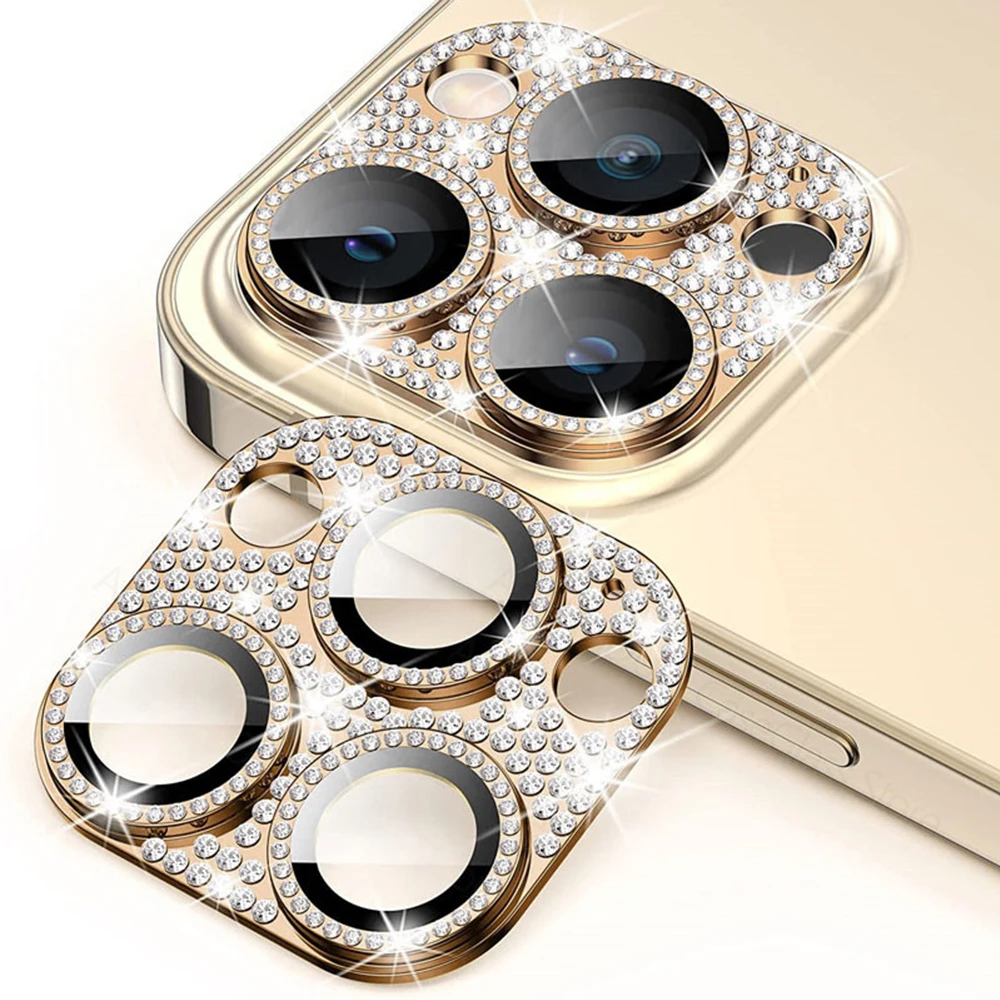 Diamond Camera Lens Protectors Cover Case For Iphone 13 Mini Back Protective Glass For Iphone 13 Pro Max Metal Ring Lens Glass