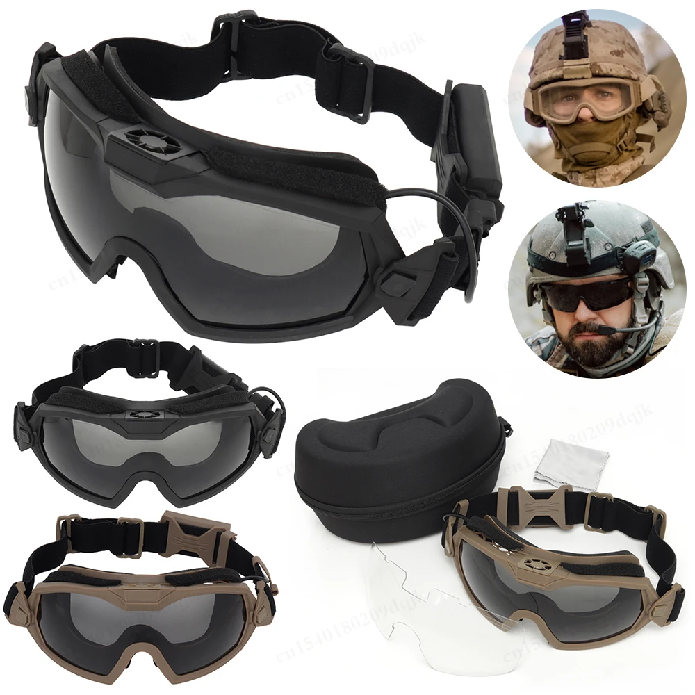 Outdoor Tactical Glasses Desert Locust Fan Goggles Dust-proof Motorcycle CS Shock Resistant Sports Glasses Micro Fan