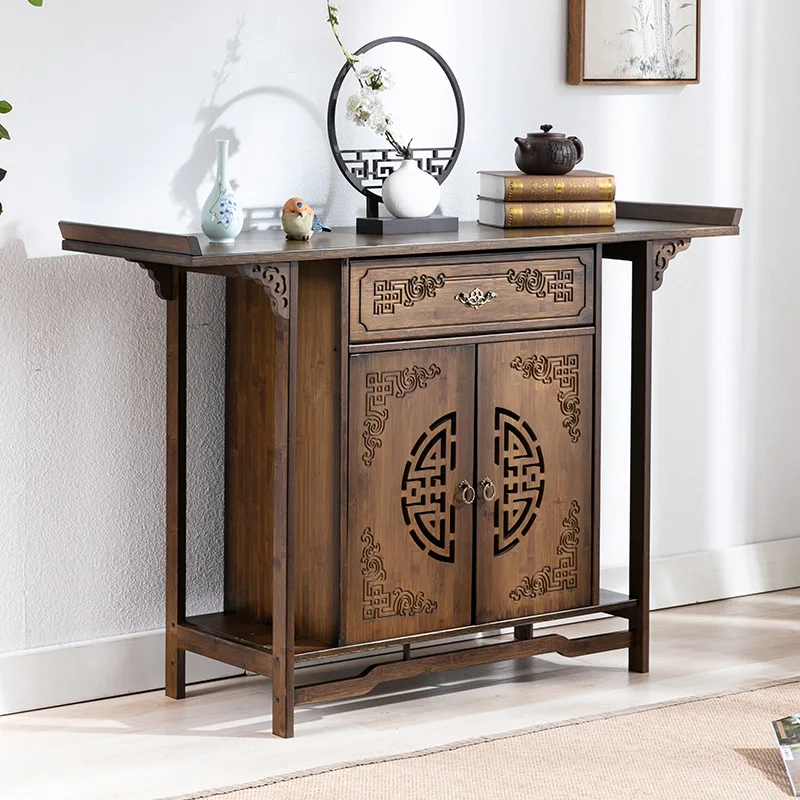 Chinese Style Porch Table, Bamboo Tribute Table, with Drawer Porch Cabinet, Furniture Living Room