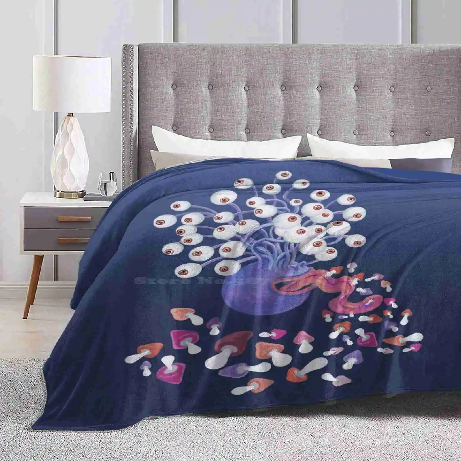 Monster Mushroom Best Seller Room Household Flanella Coperta Mushroom Monster Magic Blue Magenta Bugaboo Alien