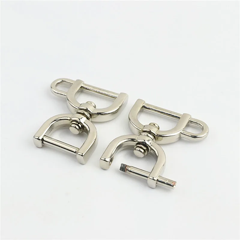 20pcs 15mm Metal Openable Double D Ring Buckles Detachable Screw Handbag Strap Clasp Hook DIY Bags Leather Hardware Accessories