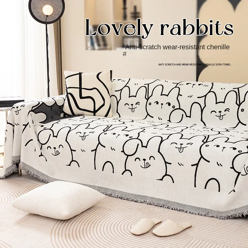 

Cartoon Sofa Cover Chenille Sofa Towel Full Coverage Cloth Universal Full Coverage Sofa Cover Anti Cat Scratch Throw Blankets