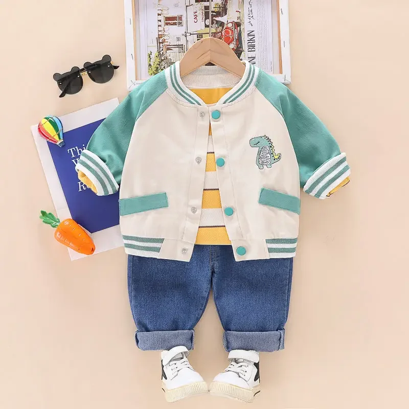 

Spring Autumn Outfits Kids Girls Clothing Sets Cute Infant Cotton Suits Hooded Zipper Jacket T Shirt Pants Boys Kids Tracksuit