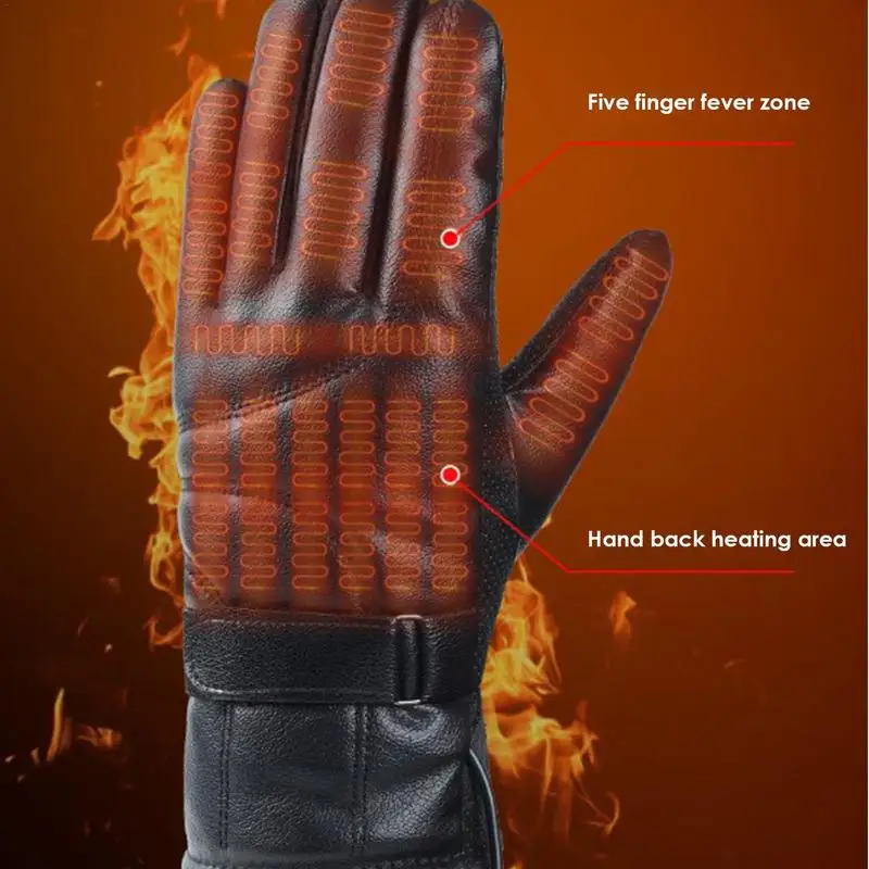 Winter Heated Gloves Electric Heating Gloves Thermal USB Rechargeable Gloves Waterproof & Windproof Full-Finger Warm Gloves