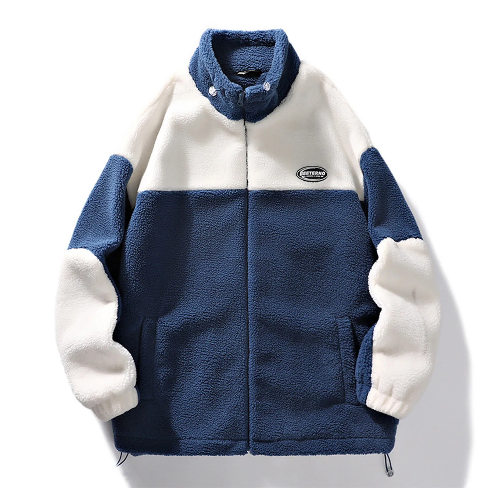 

Winter Fleece Fluffy Jacket Warm Fuzzy Zipper Patchwork Coat Men Autumn Winter Stand Up Collar Jackets Streetwear Mens Outerwear