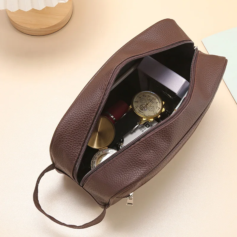Men Travel Cosmetic Bag Zipper Makeup Bags PU Leather Travel toiletry bag Cosmetics Organizer Storage Pouch Large Capacity New 4
