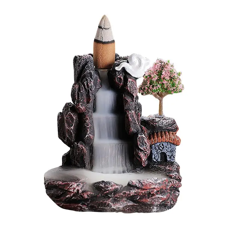 

Incense Burner Resin Backflow Incense Burner Waterfall Smoke Incense Burner Innovative Tower Incense Sandalwood Aromatherapy Fur