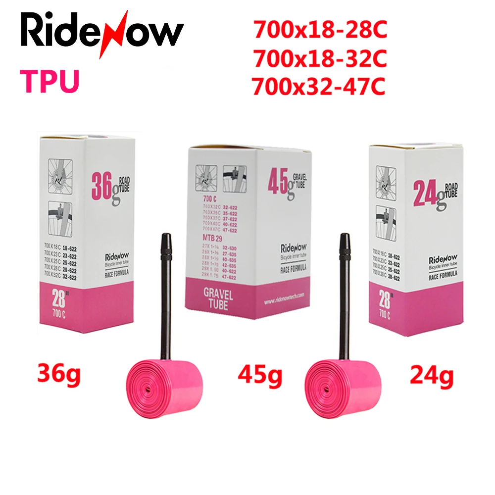 

RideNow Inner Tube 700C Road Bike 700x18 23 25 28 32 35 37 40 47C Bicycle TPU Tire French Valve 45/65/85 MTB Bike Cycling Tyre