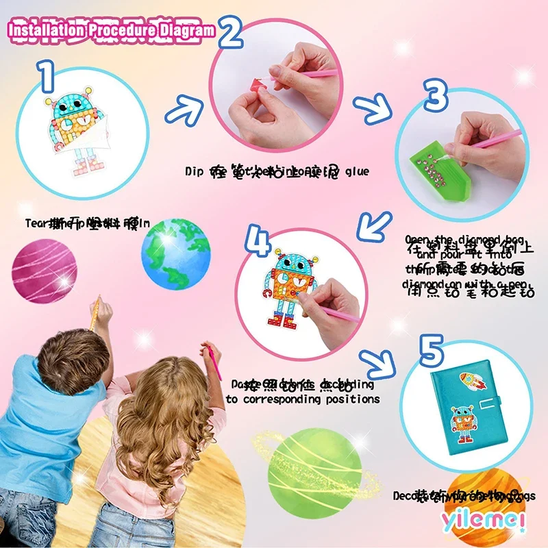 다이아몬드 그림 스티커 DIY 수제 다이아몬드 그림 유니콘 인어 동물 수제 장난감 소녀 선물