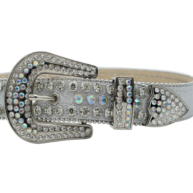 Men's Linear Rhinestone Belt - White / M/L | mnml