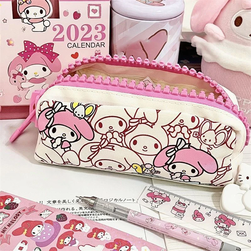 

Sanrio, Hello Kitty пеналы Kuromi My Melody Cinnamoroll, большая емкость, портативная коробка для канцелярских принадлежностей, мультяшное хранилище для детей