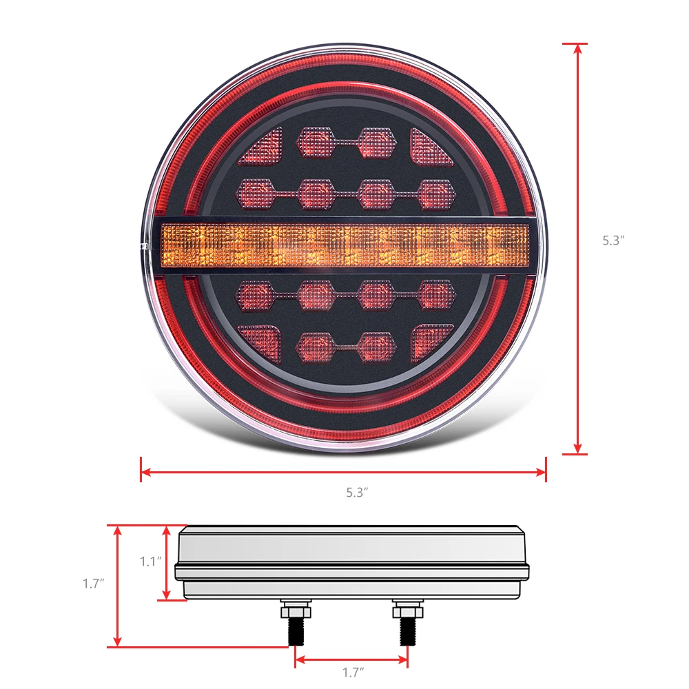 2/4/6pcs 5.3" Red Amber LED Trailer rear Light Bus Brake Light DRL/Turn tractor Signal lights Car tail lights Vans Tail lamp images - 6