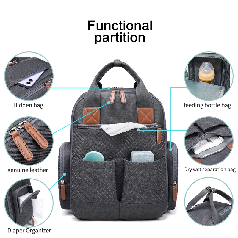 LAND Mommy Diaper Bags Mother Large Capacity Travel Nappy Backpacks With anti-loss zipper Baby Nursing Bags MPBJ01 diaper bag diaper backpack