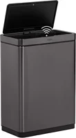 Elite Stainless Steel Sensor Trash Can for Home and Kitchen, Batteries Included, 12.4 Gallon, Charcoal 1