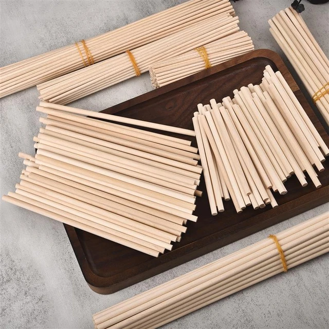 Unfinished Natural Wood Dowel Rods Solid Hardwood Sticks for Macrame DIY  Craft Model Woodworking Tool
