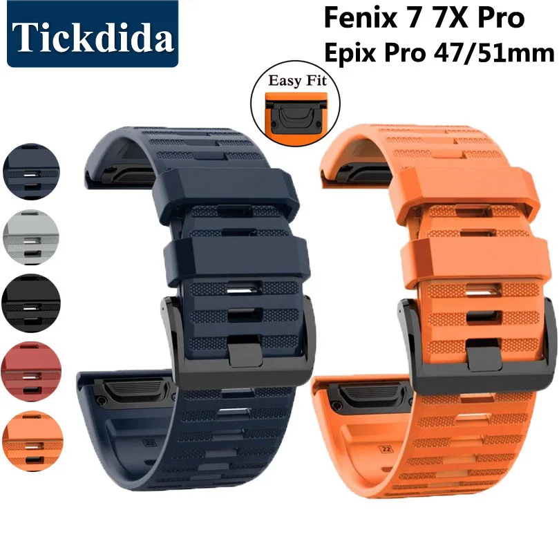 Cinturino In Silicone Per Garmin Fenix 7 Pro Fenix 7X Pro 6X 6 5X Epix Pro 51Mm 47Mm Enduro 2 Tactix 7 Pro Quickfit 26Mm 22Mm Band