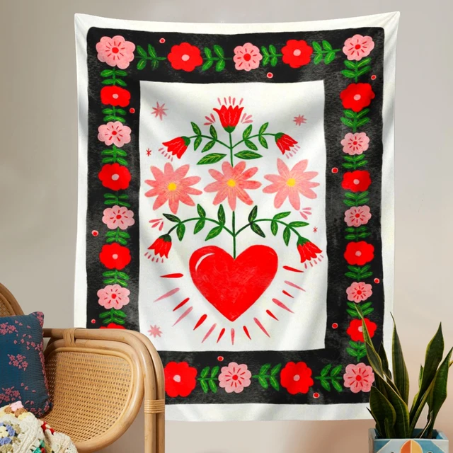 Retro Pszichedelikus Szív Gobelin Falfüggő Bohémia Hippi Boszorkányság Kárpitok Függöny Ajándék Háttérszövet Borító Otthoni Deco