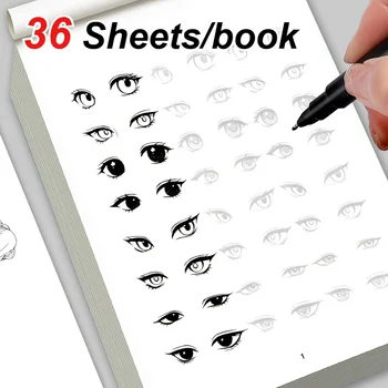 36 Fogli/Libro: Quaderno di Disegno Anime per Principianti, Facile per Disegnare Contorni a Mano, Esercizi Passo-Passo di Linee per Fumetti e Schizzi