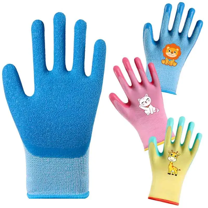 Cartoon Kids Gloves DIY Safety Protection Gloves Urable Waterproof Work Garden Non-Slip Children Latex Gloves Puncture-resistant