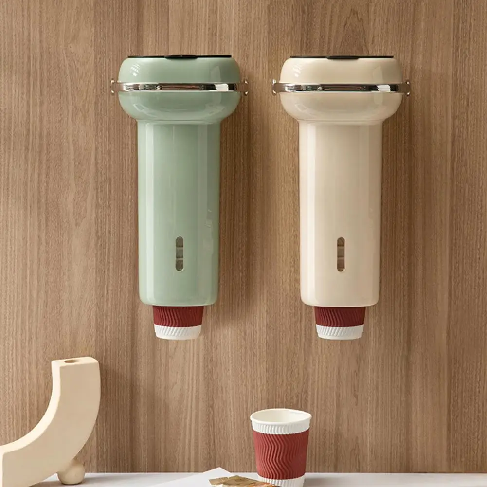 Paper Cup Organizer Wall-mounted Punch Free Storing Large Capacity Living Room Disposable Water Cup Storage Dispenser For Hotel