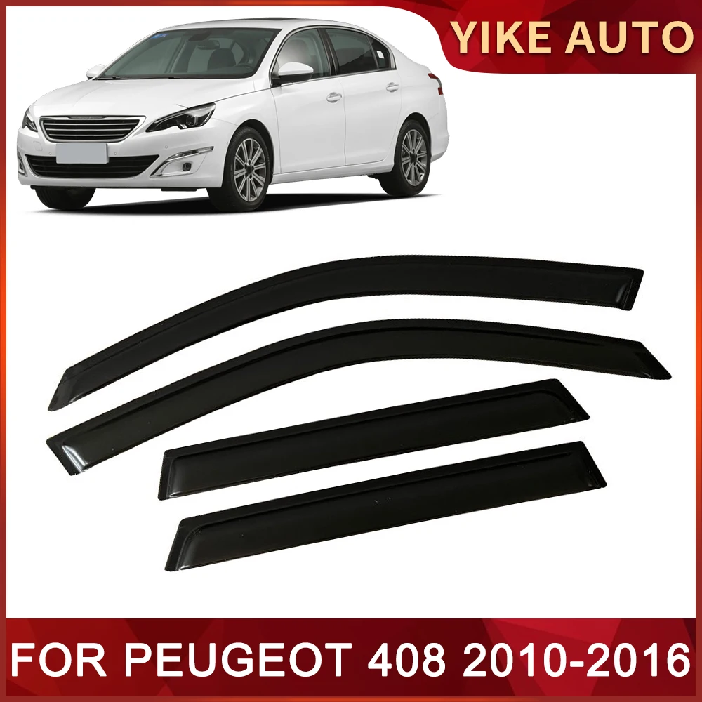 

Оконный козырек для PEUGEOT 408 2010-2016, Погодоустойчивый дверной козырек, защита от ветра, солнца, дождя, боковые окна, ветрозащитные дефлекторы для авто