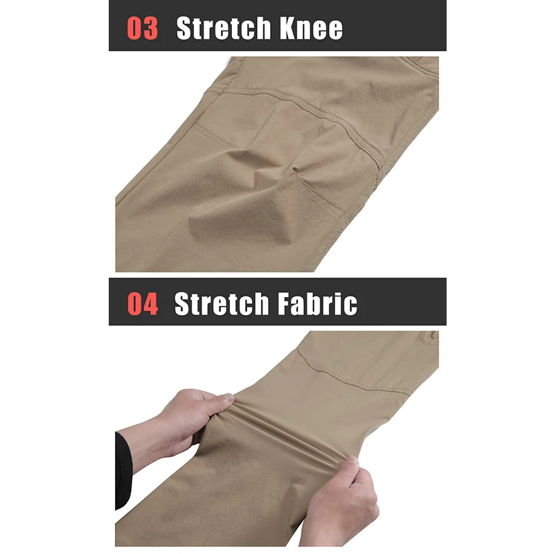 EKLENTSON Herren Multifunktionale Cargohose Sommer Leichte Wanderhose Schnell trocknende wasserdichte Angeltrekkinghose – Detail 13