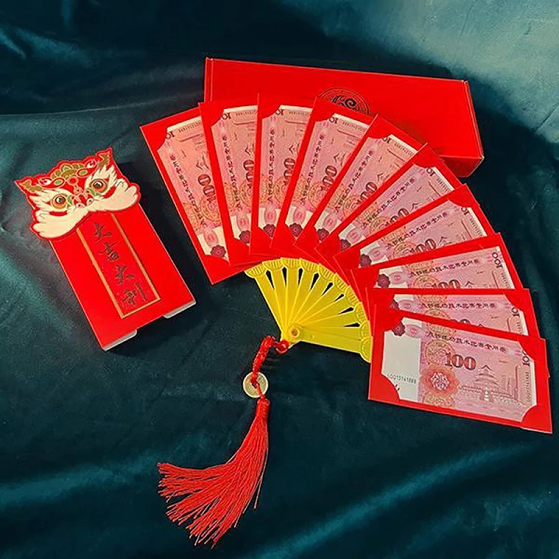 

2024 New Chinese New Year Red Envelopes Fan Shape Hongbao Chinese Spring Festival Red Pockets Best Wish Lucky Money Pockets Gift