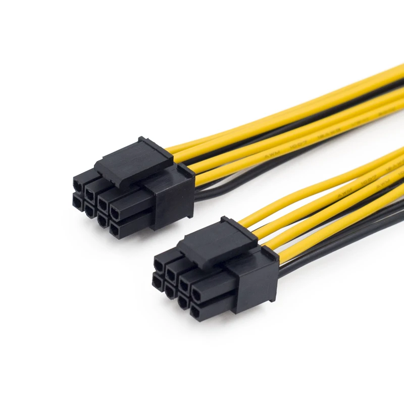 마더 보드 전원 공급 장치 케이블 Y 스플리터 어댑터 슬리브, EPS CPU 12V 8 핀 암-듀얼 8 핀 (4 + 4) 핀, 2 개