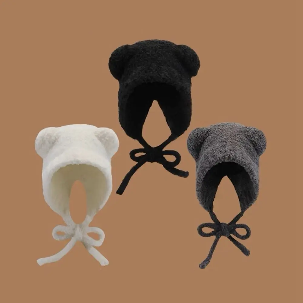 

Beanie Hat Bear Ears Knitted Hat Fashion Ear Protection Hat Woolen Hat Cat Ears Beanie Skull Cap Cartoon Plush Hat Warm