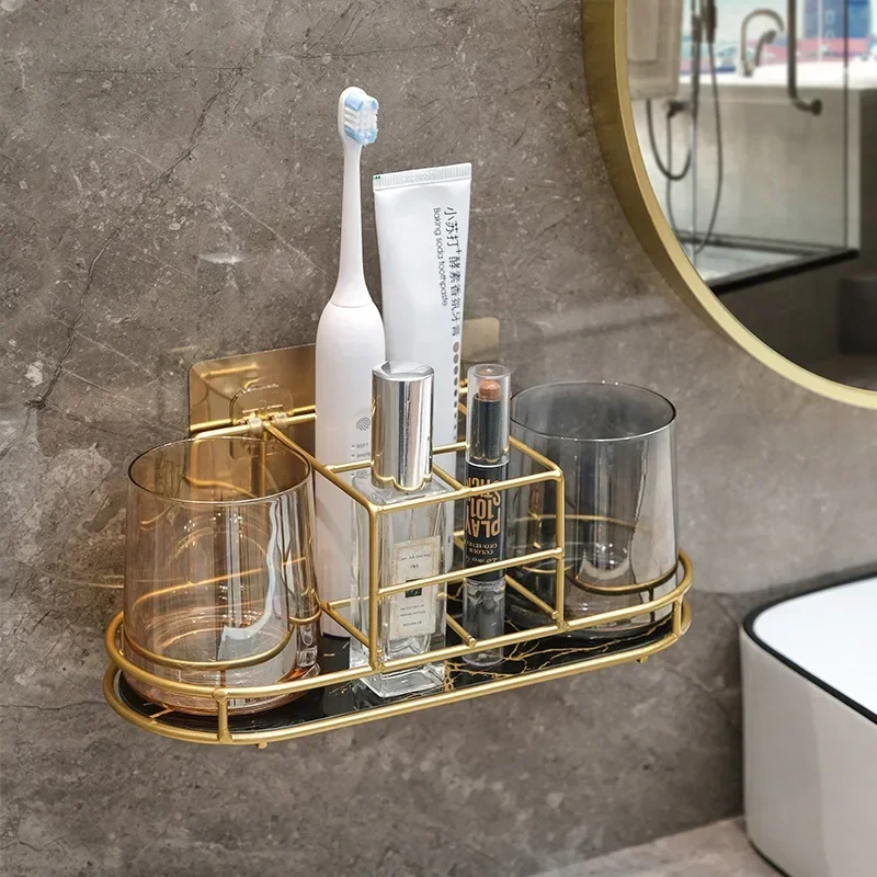 Wall Mounted Electric Toothbrush Shelf, Non-perforated Bathroom Sink Shelf, Household Toilet