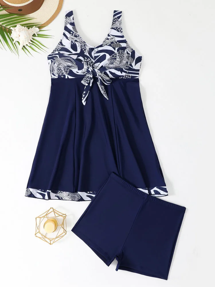 Blue Patchwork Tankini Set 6