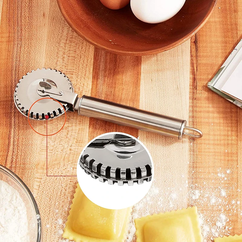 Stainless Steel Pastry Roller Nonstick Ravioli Cutter Pastry Wheel Cutter Roller Edge Sealing Embossing Knife Dough Cutter pastry cutter