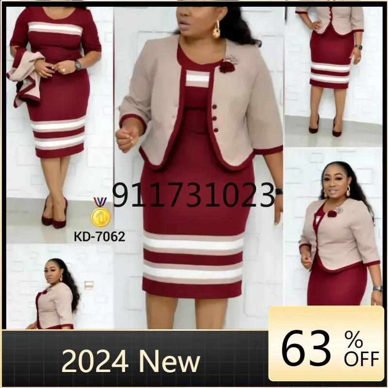 5XL 6XL dress African Dress For Women 4XL 2 Piece Set Jacket Tops And Dress 2023 New Arrival Elegant Design Office Lady Suit