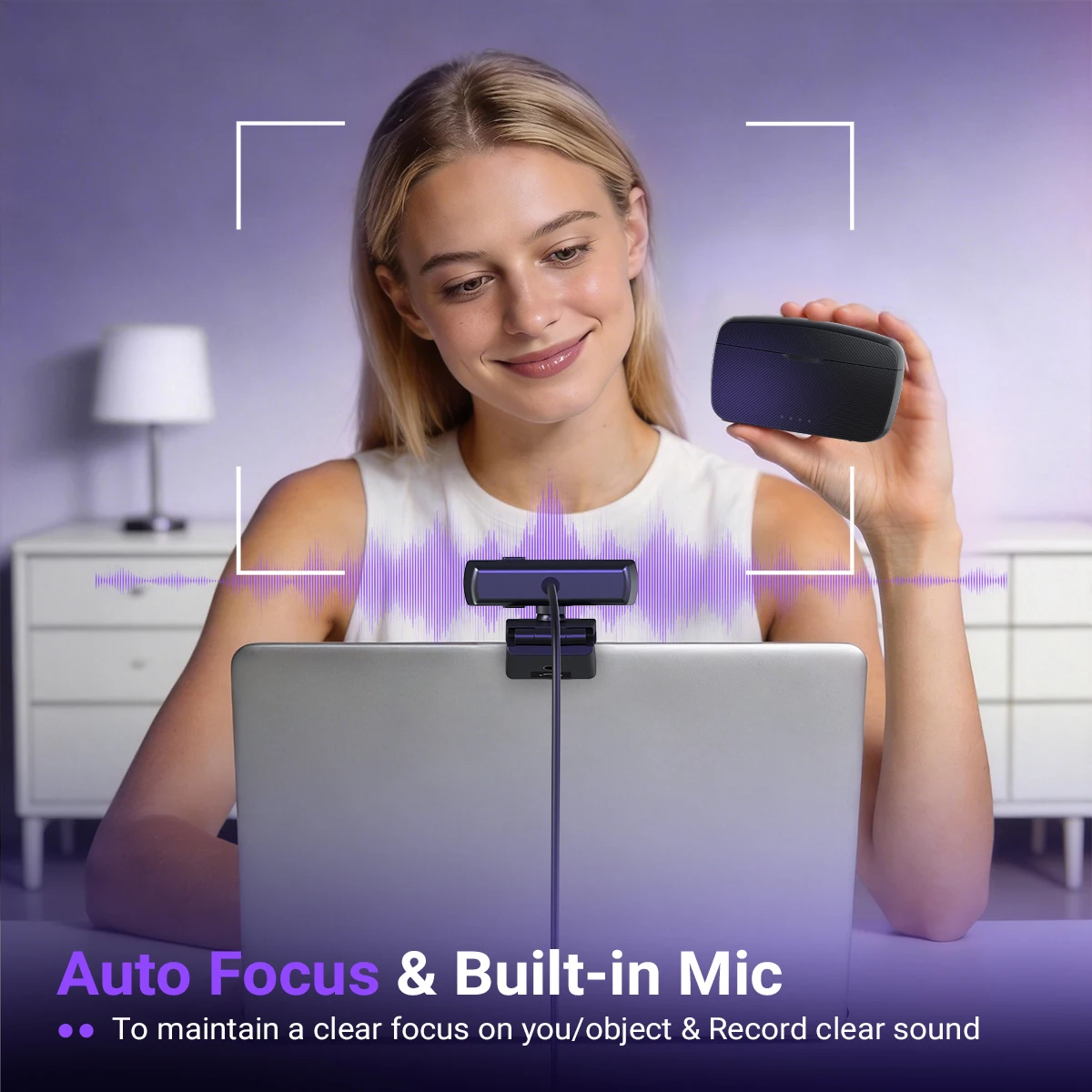 FIFINE Câmera web para PC 2K/4K com foco automático para YouTube, câmera USB com capa de privacidade/microfone para jogos/streaming ao vivo/reuniões - K436/K438