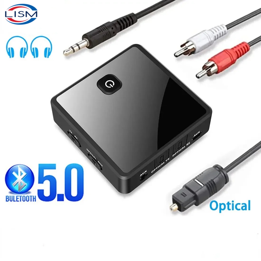 Bluetooth 5.0 Transmitter Receiver Low Latency 3.5mm AUX Jack Optical Stereo Music Wireless Audio Adapter For PC TV Car Speaker