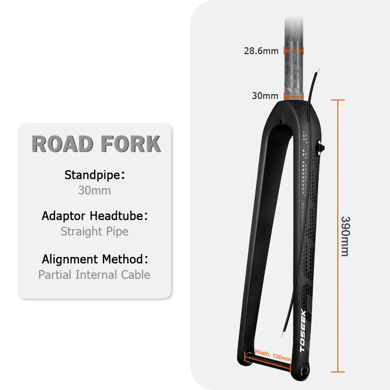 Toseek-カーボン自転車フロントフォーク,カーボン内部ケーブル