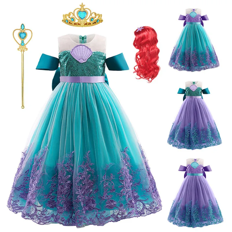 Girl Princess Dress Mermaid Ariel The Little Costume Halloween Fancy Children Carnival Party Clothes | Детская одежда и обувь