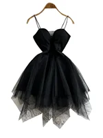 Foamlina white Princess Dress Women's Spring Autumn 2025 New Waist Tight Backless Black Mesh Splicing Tube Top Tutu Dress - Image 6