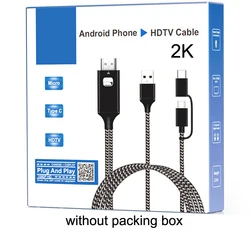 Adaptador de Audio con Bluetooth, Cable Micro USB HD tipo C, 2K, HDTV, Huawei P30, P40 Pro, Xiaomi, Samsung S20, S10, teléfono Android a TV