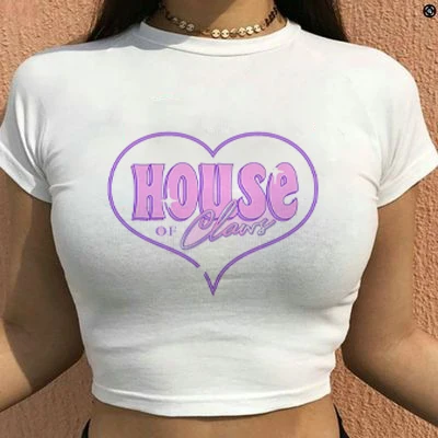 Short-sleeved T-shirt women's summer new fashion sweet spice print design sense short slim-fit top