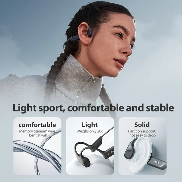 Sanag B22s Bone Conduction Earphone 16Hours Playtime IPX5 Waterproof Bluetooth5.3 Dynamic Spatial Sound Field Headphones 3
