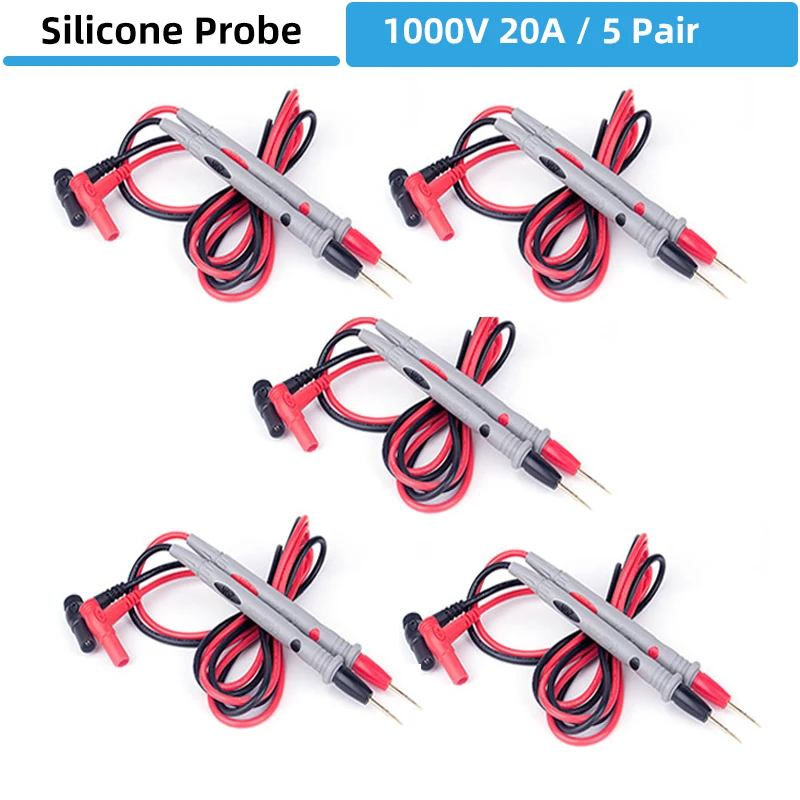 5 Pair Universal Silicone Probe Test Leads 1000V 20A Digital Multimeter