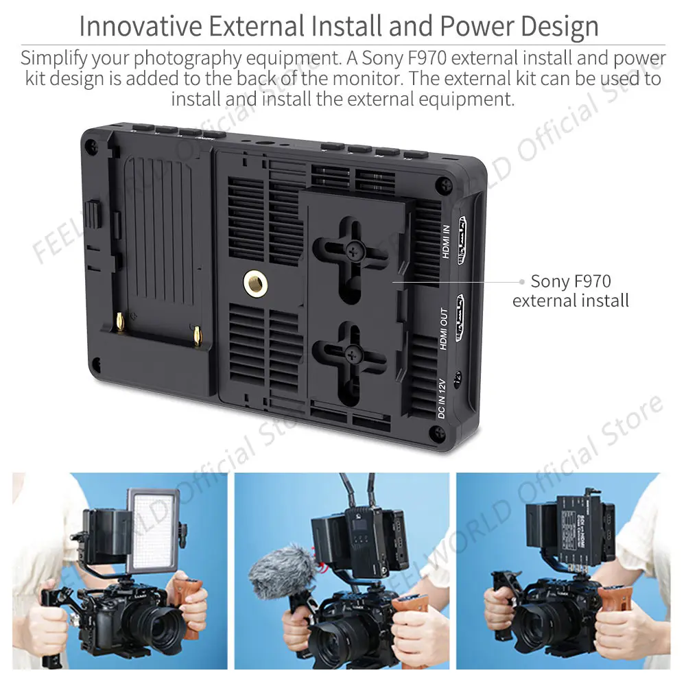DSLR Field Monitor FEELWORLD F5 Pro V4 6 Inch Touch Screen DSLR Camera Field Monitor HD1920x1080 4K HDMI Input Output 5V Type-c Input Tilt Arm dslr field monitor
