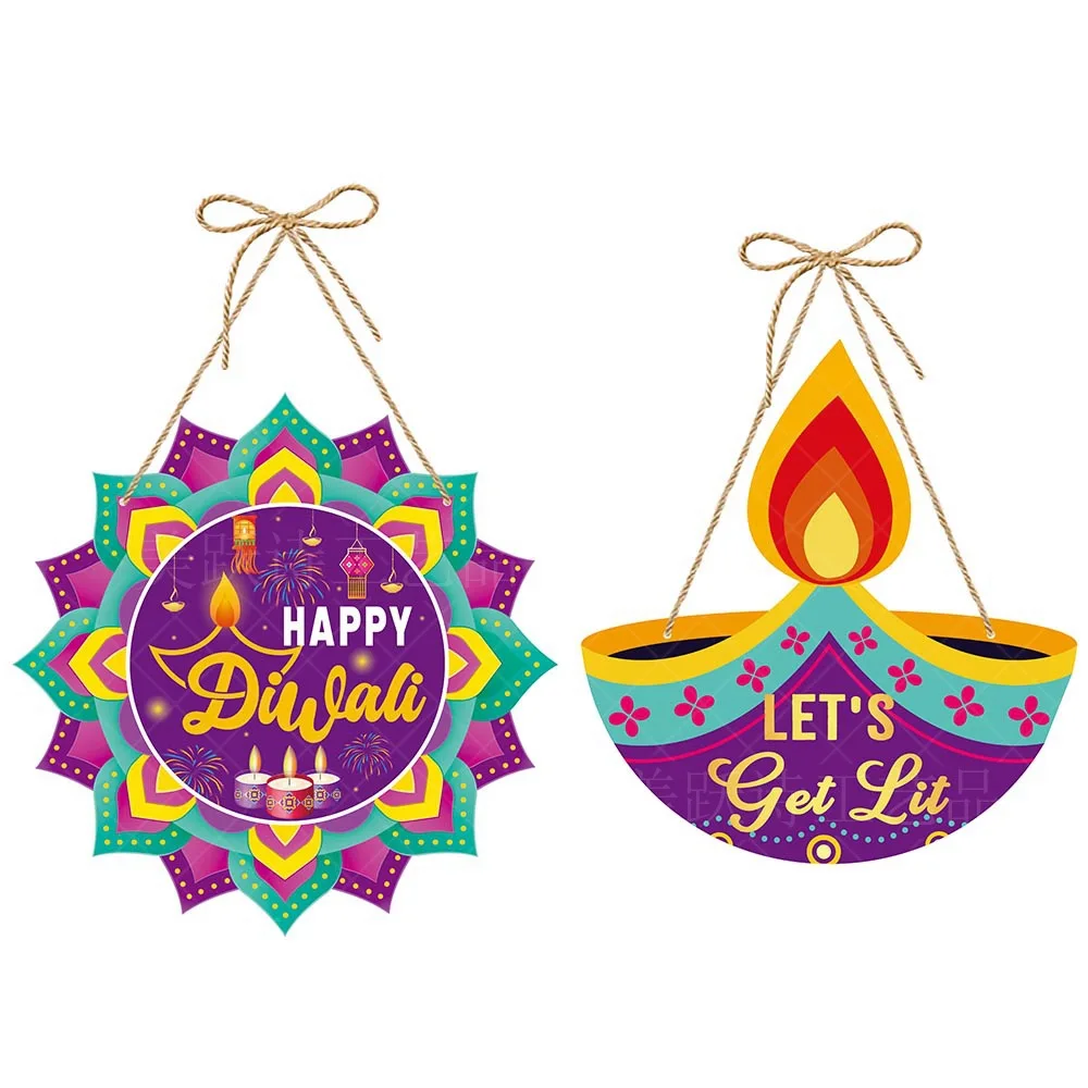 Happy Diwali Party Decoration Door Hanging Let's Get Lit Middle East Diwali Atmosphere Layout Creative Door Hanging Accessories
