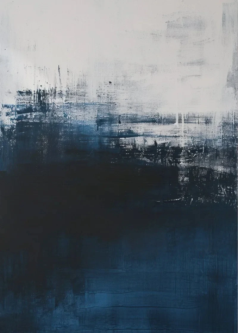Modern Deep Blue Abstract Canvas Art for Living Room and Bedroom Wall Decor