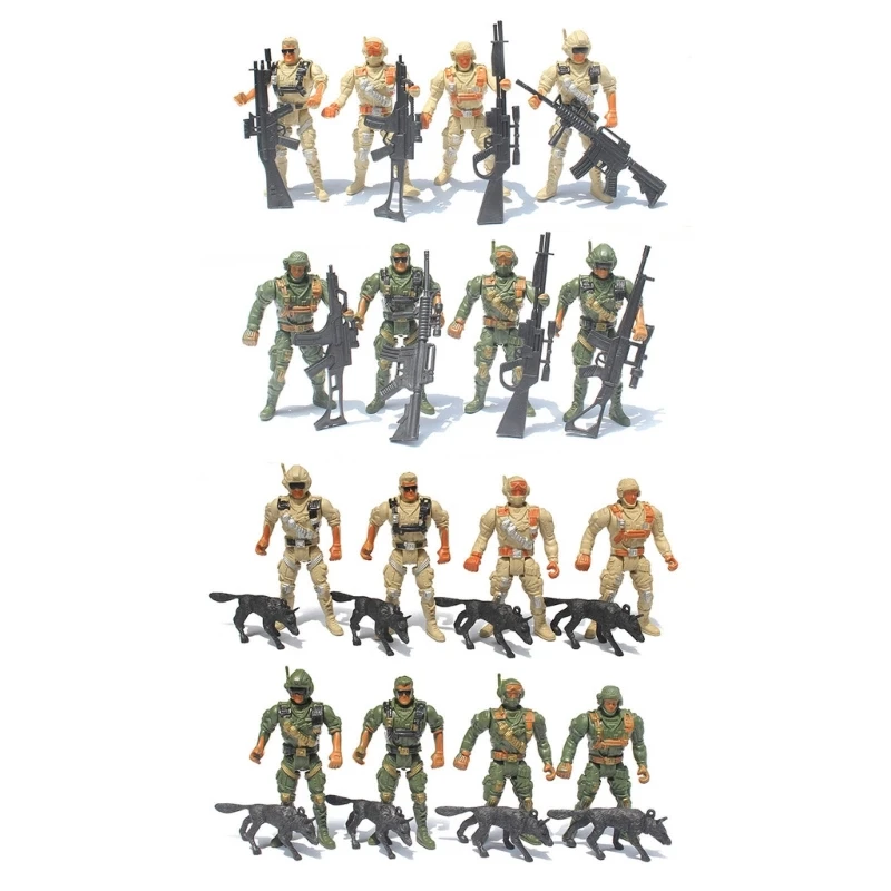 

8Pcs Toy Soldiers Movable Joints Figures Plastics Army Men Military Soldier 4 Inch Action Figure for Kids Children E65D