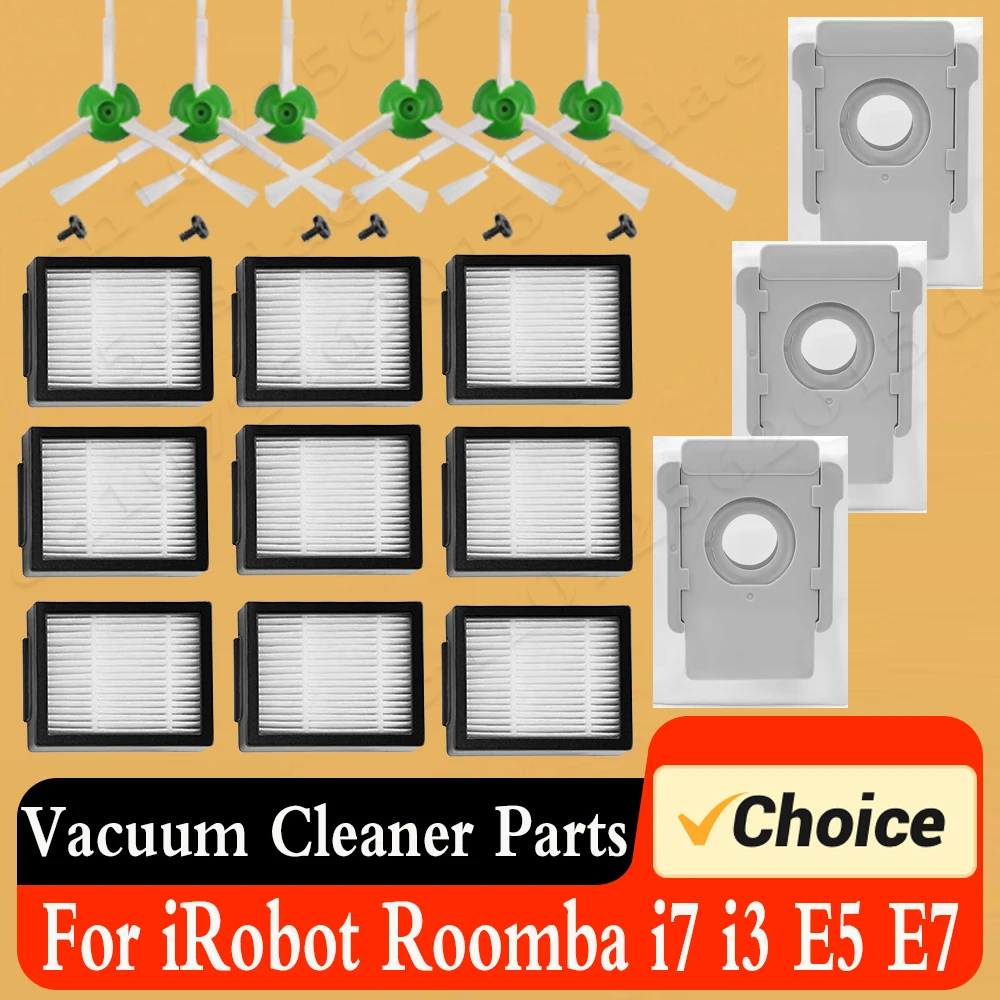 

Пылесборник для Irobot Roomba, Аксессуары для бытовой техники, запасные части серии I, для Roomba i7, J7 Plus, I3, E5, S9, основная боковая щетка, Hepa фильтр