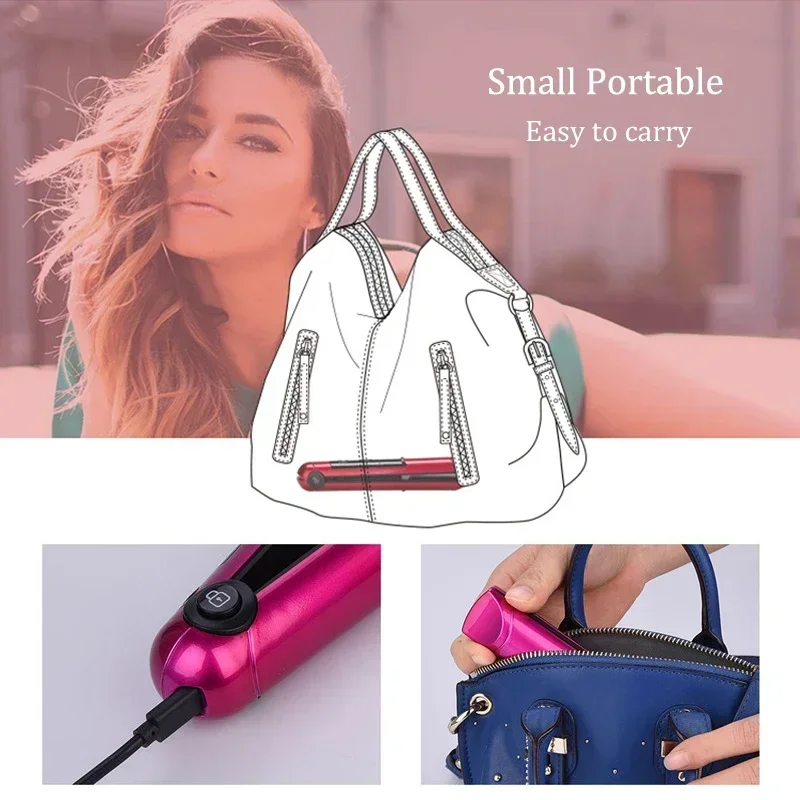 Wireless Electric Heating Hair Straightener Curler For Women Rechargeable Portable Home Travel Hair Straightening Curling Iron 5