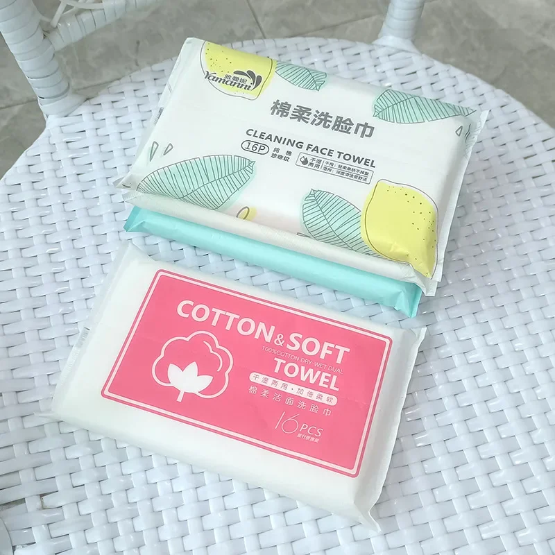Soft Face Tissue Pearl Pattern Disposable Face Towel Washing Travel Portable Cotton Tissue Wet Dry Multi Use Wipe 16pcs/bag facial tissue paper